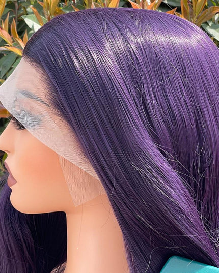 Synthetic lace frontal color wig wavy---13*4---purple color