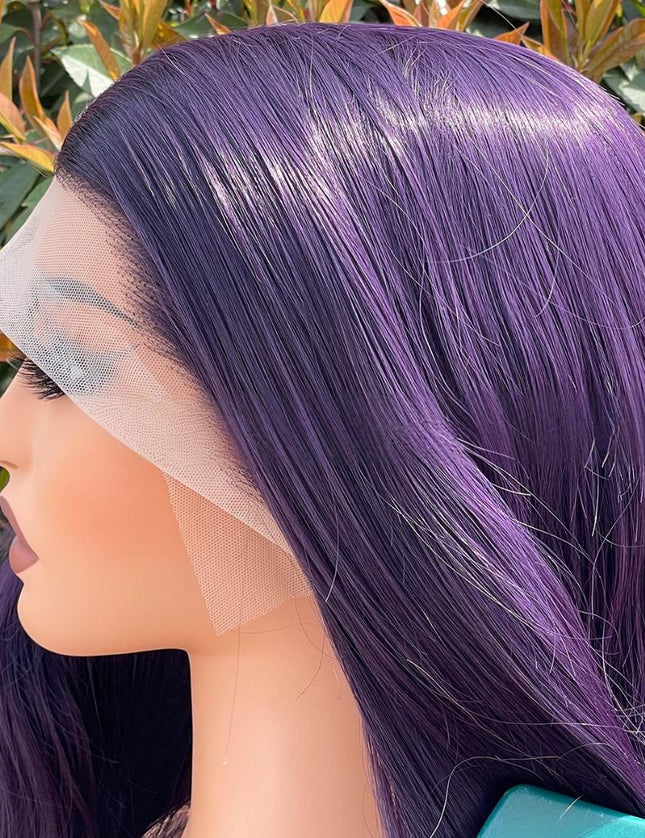 Synthetic lace frontal color wig wavy---13*4---purple color