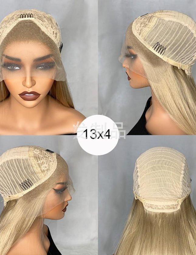 Synthetic lace frontal color wig straight---13*4---Sand gold color--pay 1 get 2