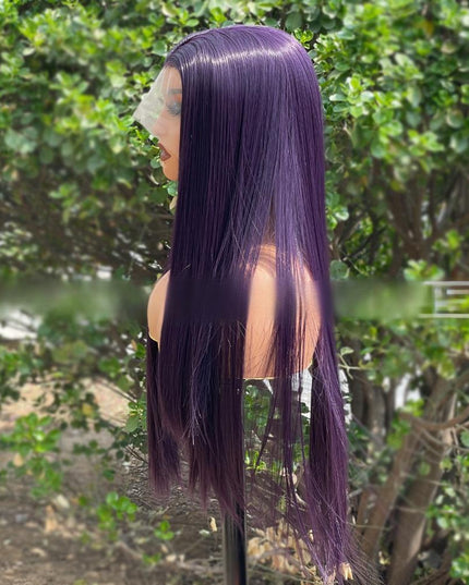 Synthetic lace frontal color wig---13*4---Purple color