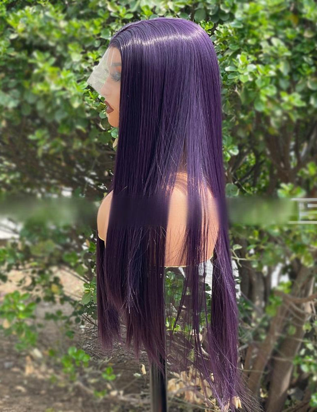 Synthetic lace frontal color wig---13*4---Purple color