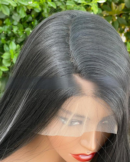 Synthetic lace frontal color wig straight---13*6---natural black color