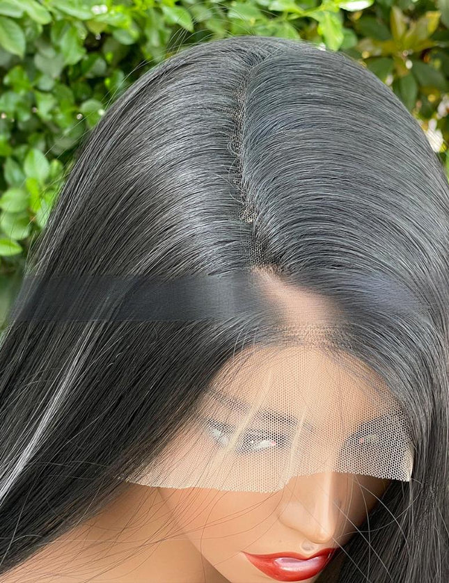 Synthetic lace frontal color wig straight---13*6---natural black color