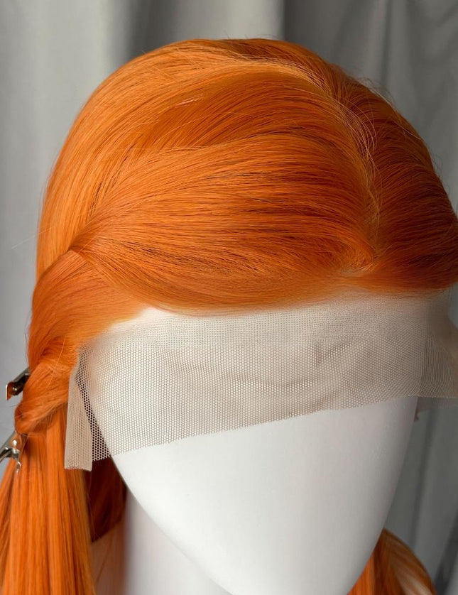 Synthetic lace frontal color wig straight---13*4---ginger color---pay 1 get 2