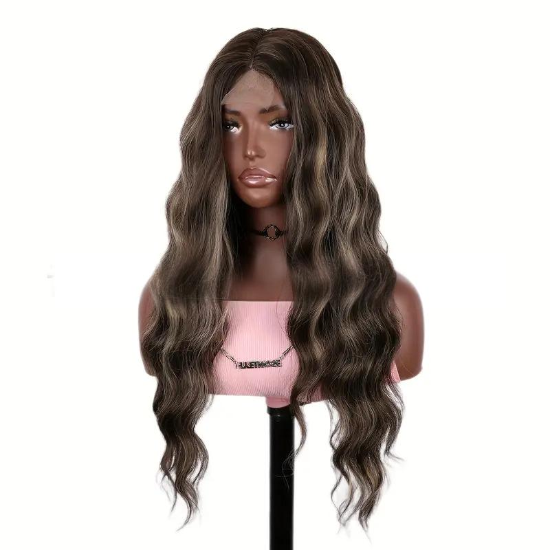 Synthetic fiber Small lace middle parting wig-2