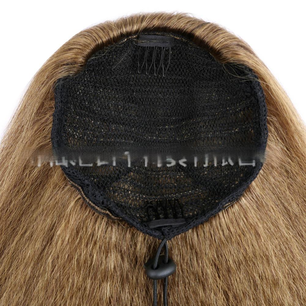22 inch  fiber drawstring ponytail YAKI silk fluffy corn perm-3