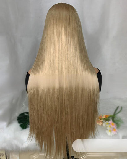 Synthetic lace frontal color wig straight---13*4---Sand gold color--pay 1 get 2