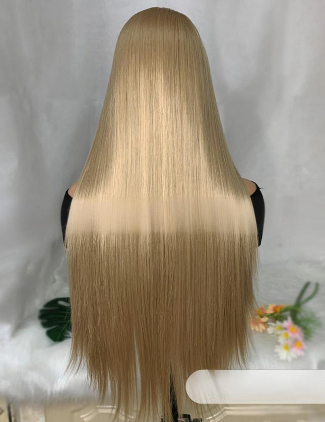 Synthetic lace frontal color wig straight---13*4---Sand gold color--pay 1 get 2