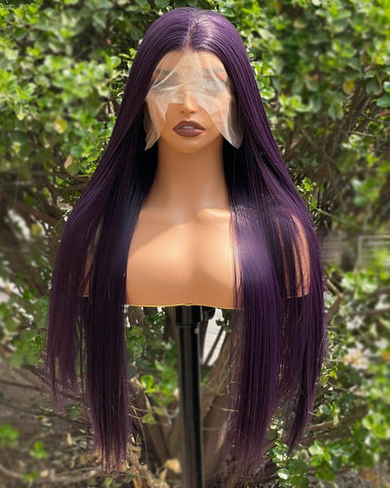 Synthetic lace frontal color wig---13*4---Purple color