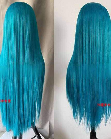 Synthetic lace frontal color wig straight---13*4---turquoise green color