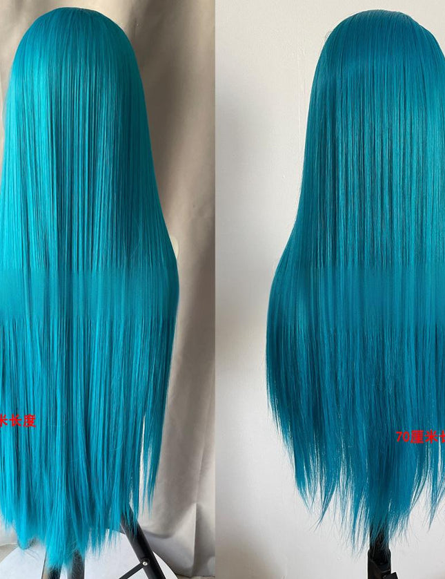 Synthetic lace frontal color wig straight---13*4---turquoise green color