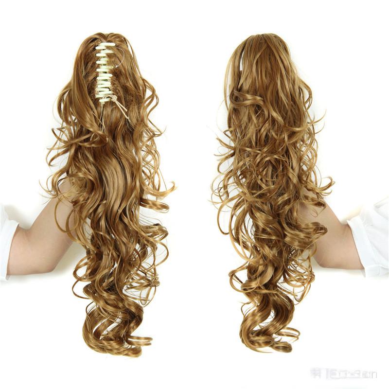 Gripper style ponytail with long curly hair