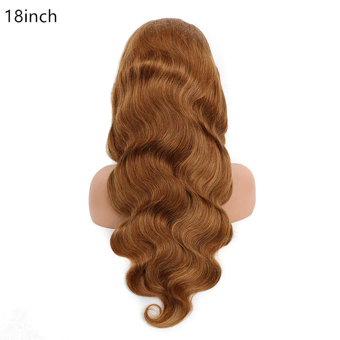 Chestnut brown Body wave 13x4 Transparent lace wig 100% Virgin Human Hair 180% density