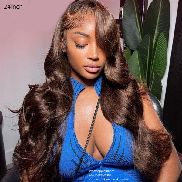 Chocolate brown body wave Lace Frontal 180% density 13x4 Virgin Human Hair Transparent LACE Wig