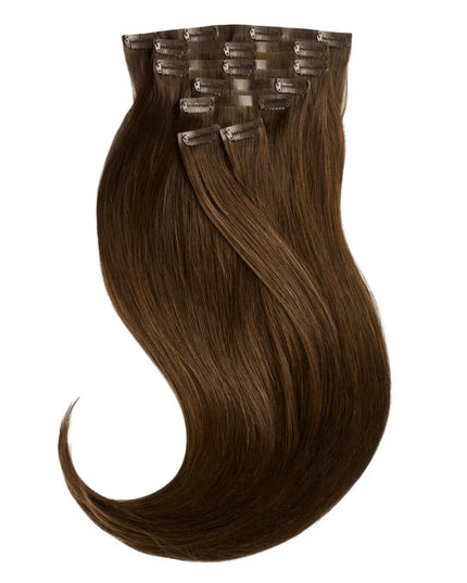 PU clip hair extensions--Dark brown Color