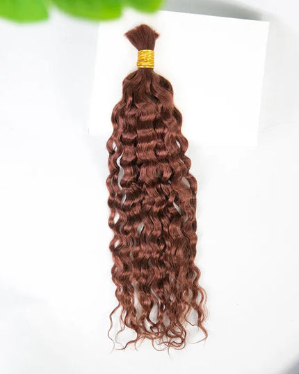 Dark-auburn-spanish-curl 15A human hair bulk for braiding