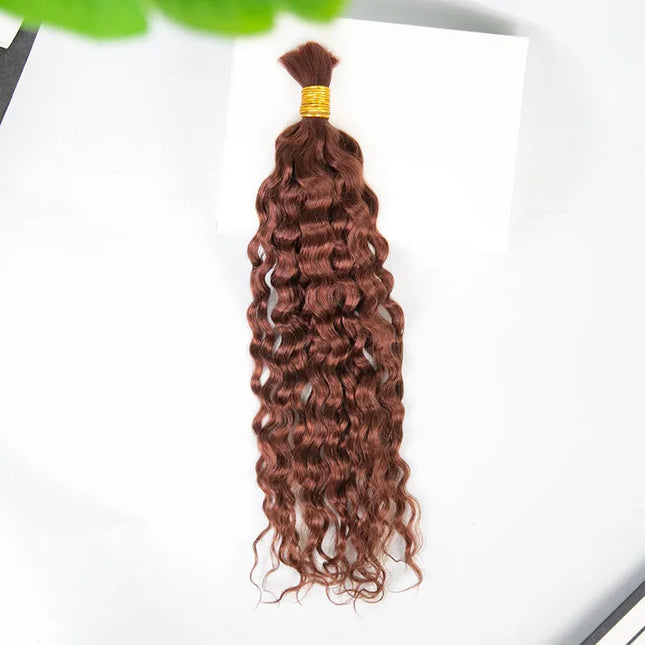 Dark-auburn-spanish-curl 15A human hair bulk for braiding