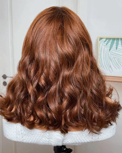 fashion wave cooper brown color, 13x4 Lace Frontal wig 100% Virgin Human Hair Wig 15A