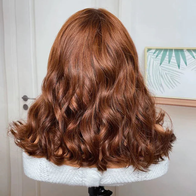 fashion wave cooper brown color, 13x4 Lace Frontal wig 100% Virgin Human Hair Wig 15A