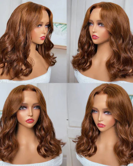 fashion wave cooper brown color, 13x4 Lace Frontal wig 100% Virgin Human Hair Wig 15A