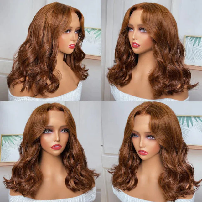 fashion wave cooper brown color, 13x4 Lace Frontal wig 100% Virgin Human Hair Wig 15A