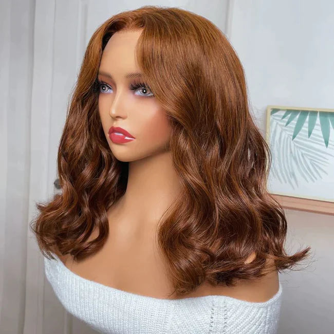 BIG CURL Wave Copper Hair Color 13x4，Transparent Lace Frontal 100% Virgin Human Hair Wig 180% density