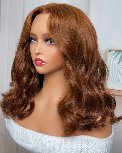 fashion wave cooper brown color, 13x4 Lace Frontal wig 100% Virgin Human Hair Wig 15A