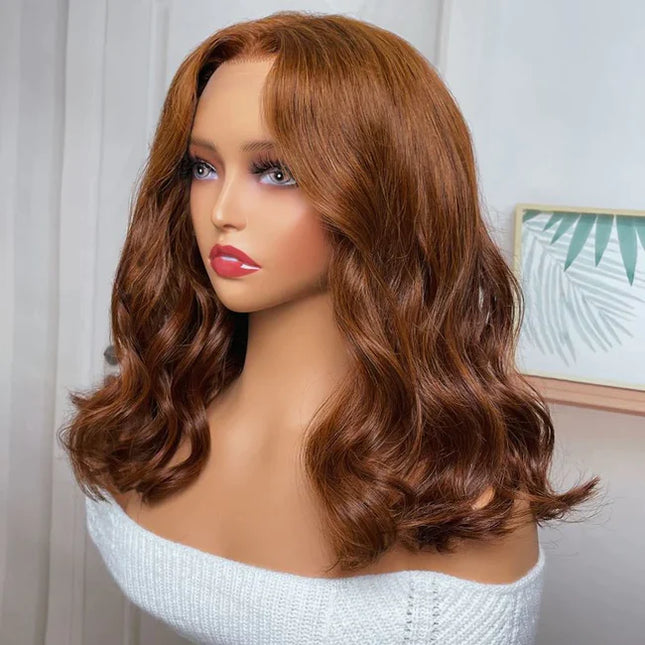 fashion wave cooper brown color, 13x4 Lace Frontal wig 100% Virgin Human Hair Wig 15A