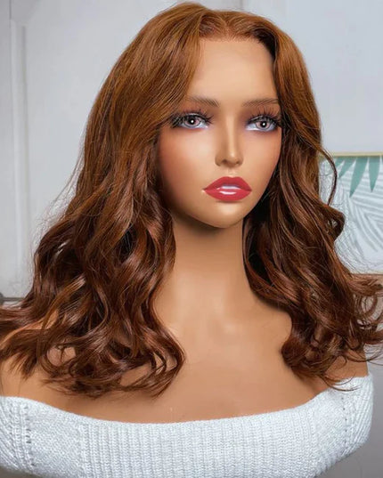 fashion wave cooper brown color, 13x4 Lace Frontal wig 100% Virgin Human Hair Wig 15A
