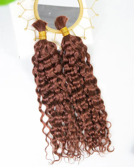 Dark-auburn-spanish-curl 15A human hair bulk for braiding