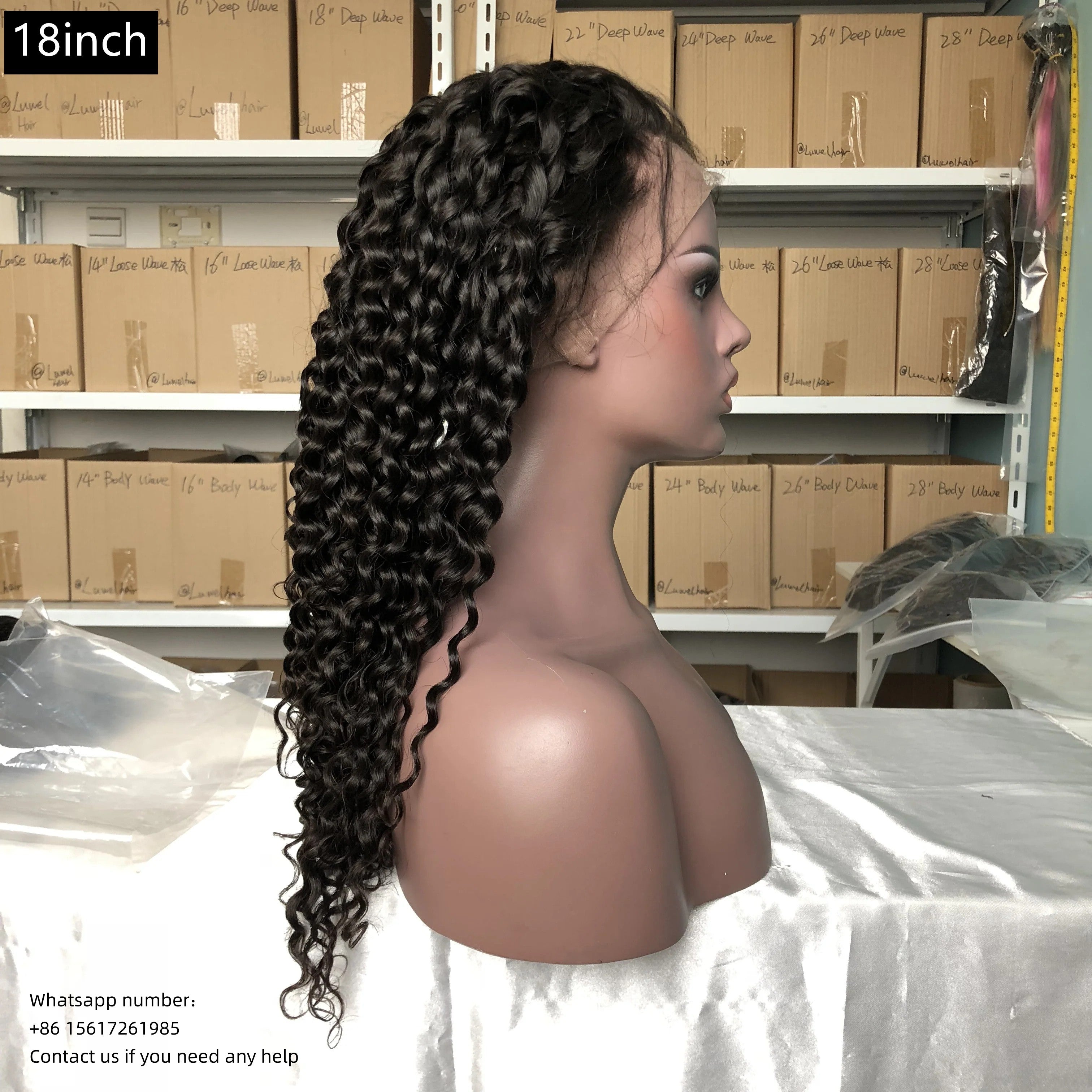 Natural black 13x4 Transparent  Lace Frontal curly 100% Virgin Human Hair LACE Wig 180% density