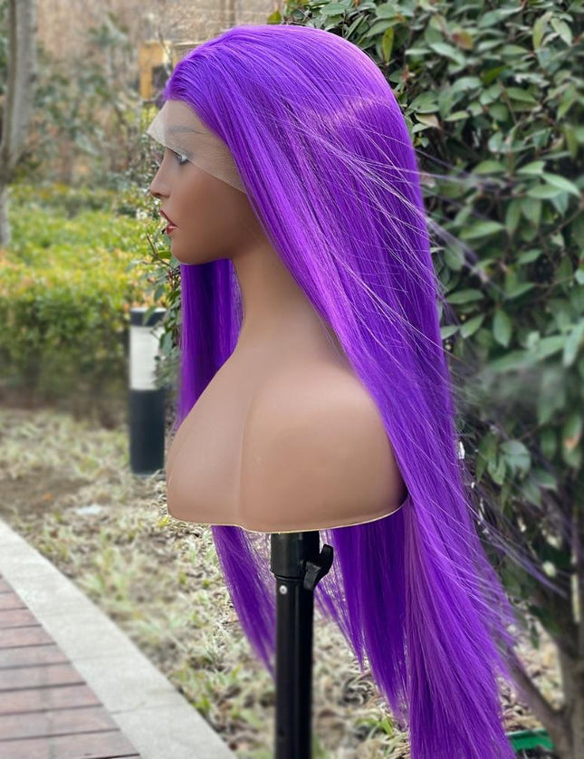 Synthetic lace frontal color wig straight---13*4---light purple color--pay 1 get 2
