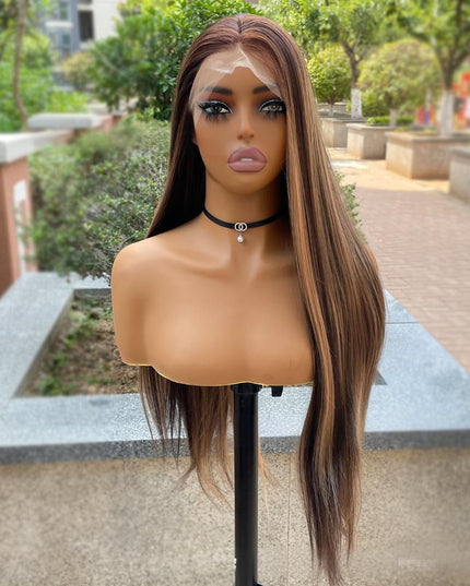 Synthetic lace frontal color wig straight---13*4---P4/27 color---pay 1 get 2