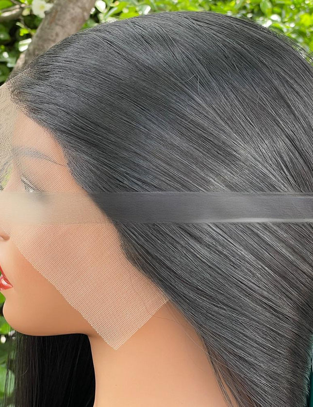 Synthetic lace frontal color wig straight---13*6---natural black color