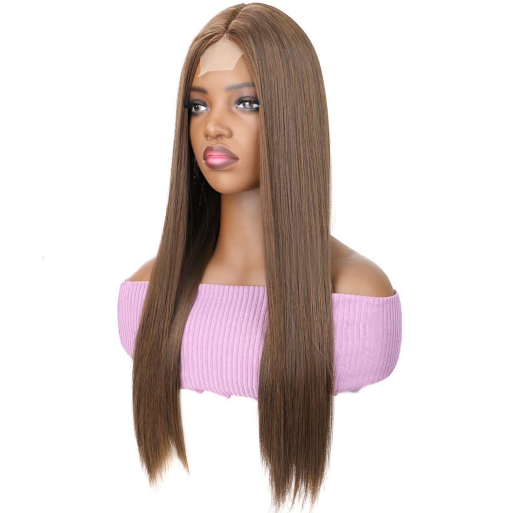 Synthetic fiber lace wig straight highlight color-1