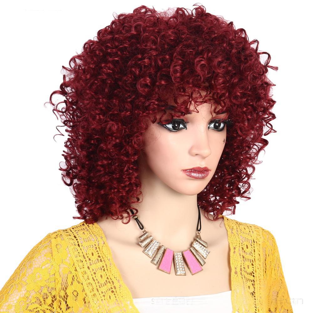 Curly hair fiber wig, , fluffy curly hair-3