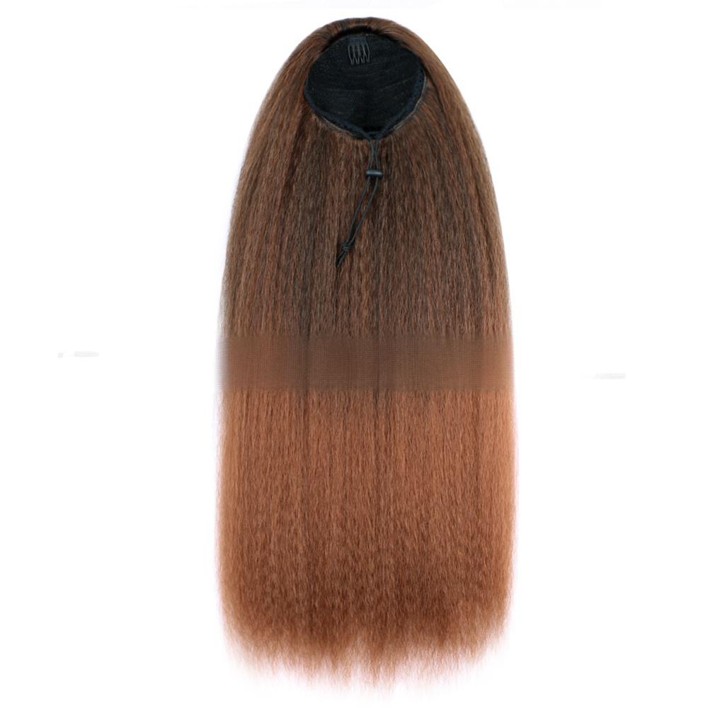 22 inch  fiber drawstring ponytail YAKI silk fluffy corn perm-4