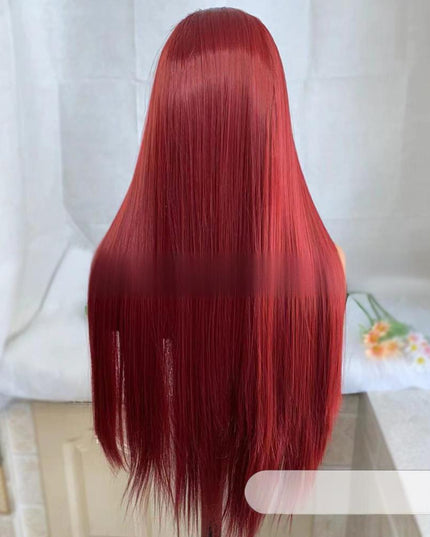 Synthetic lace frontal color wig straight---13*4--- burgundy color--pay 1 get 2