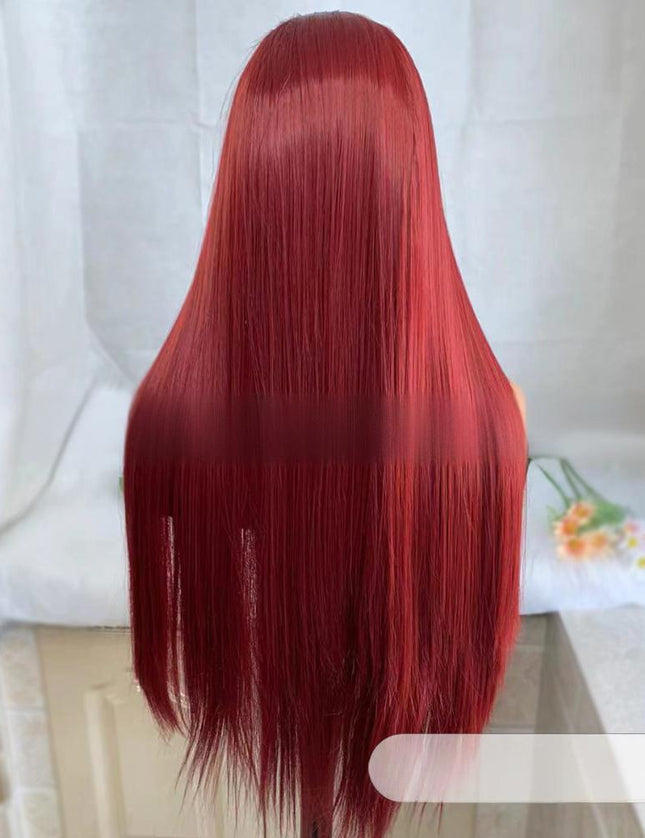 Synthetic lace frontal color wig straight---13*4--- burgundy color--pay 1 get 2