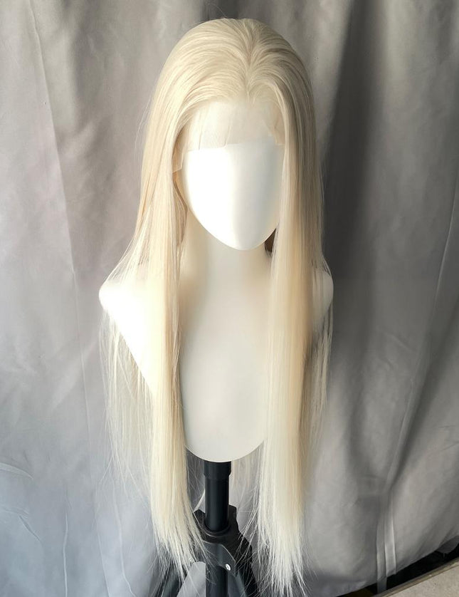 Synthetic lace frontal color wig straight---13*6---platium blonde color