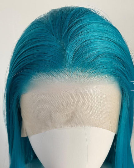 Synthetic lace frontal color wig straight---13*4---turquoise green color