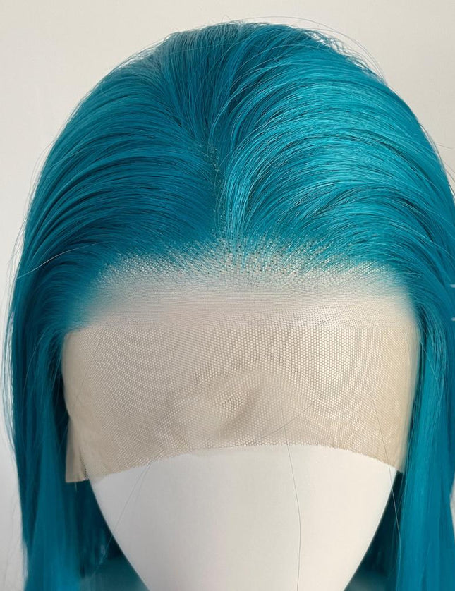 Synthetic lace frontal color wig straight---13*4---turquoise green color