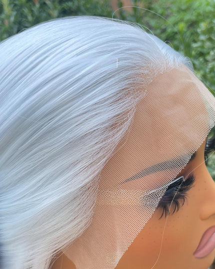 Synthetic lace frontal color wig straight---13*4---blue white color--pay 1 get 2