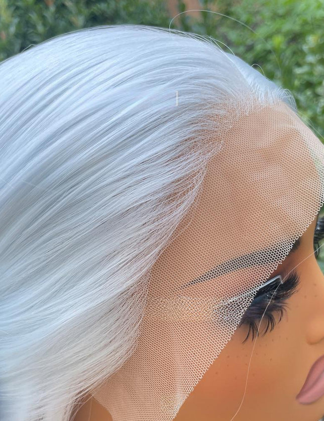 Synthetic lace frontal color wig straight---13*4---blue white color--pay 1 get 2