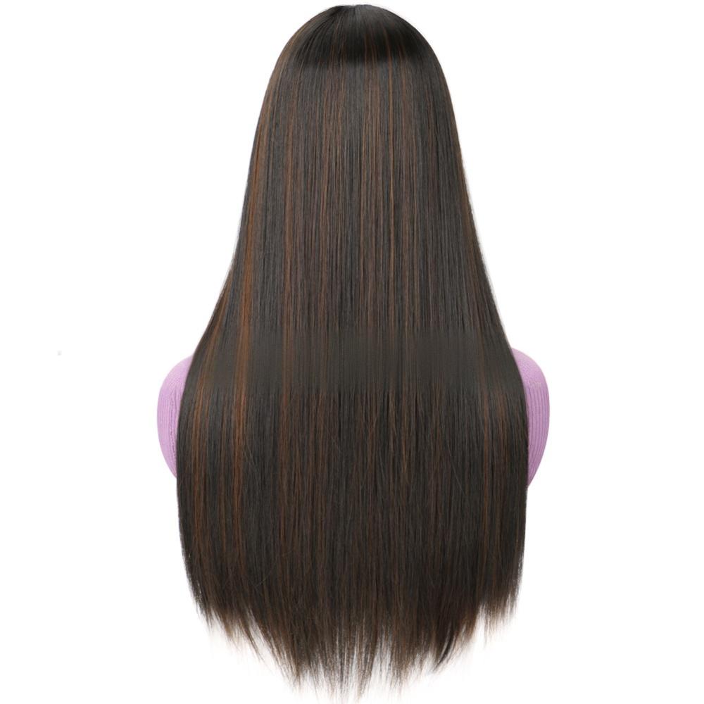 Synthetic fiber lace wig straight highlight color-3