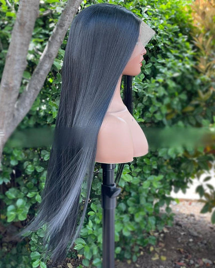 Synthetic lace frontal color wig straight---13*6---natural black color