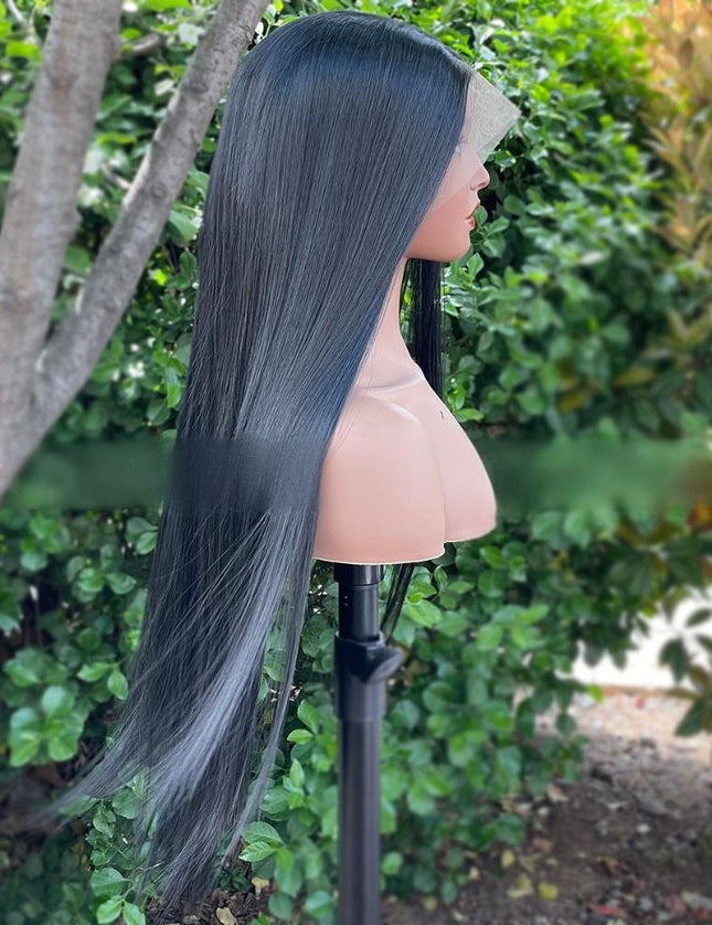 Synthetic lace frontal color wig straight---13*6---natural black color