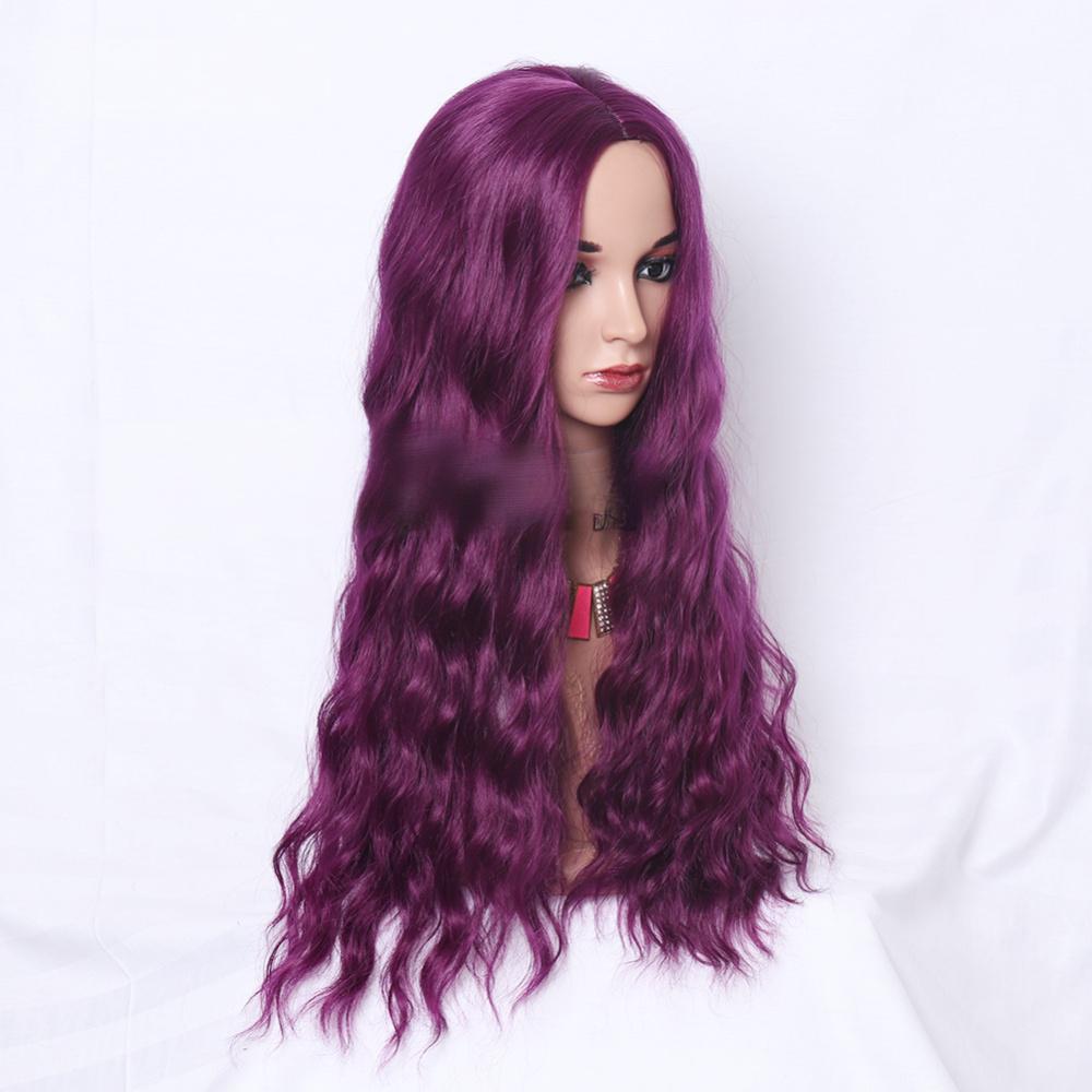 synthetic fiber purple color wig