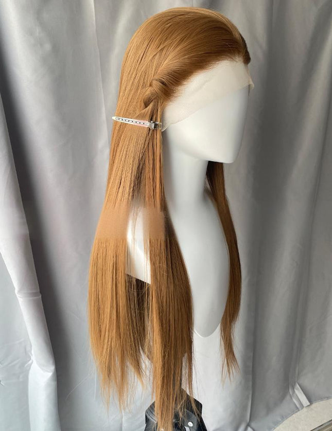 Synthetic lace frontal color wig straight---13*4---dark blonde color---pay 1 get 2