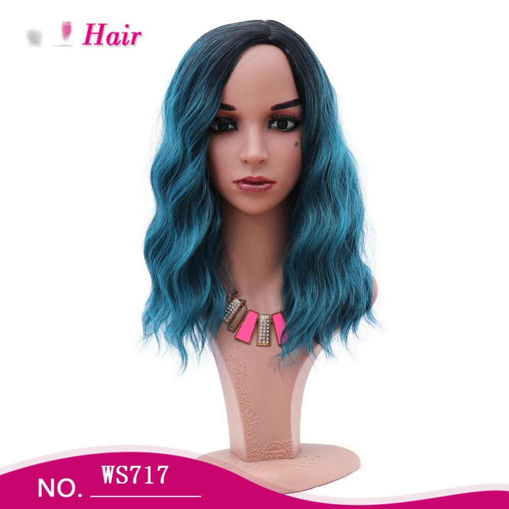 Fiber ombre green color Wig